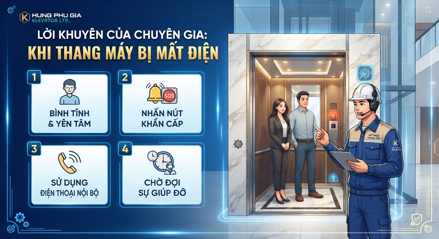 Kẹt thang máy làm sao? Lời khuyên chuyên gia kỹ thuật