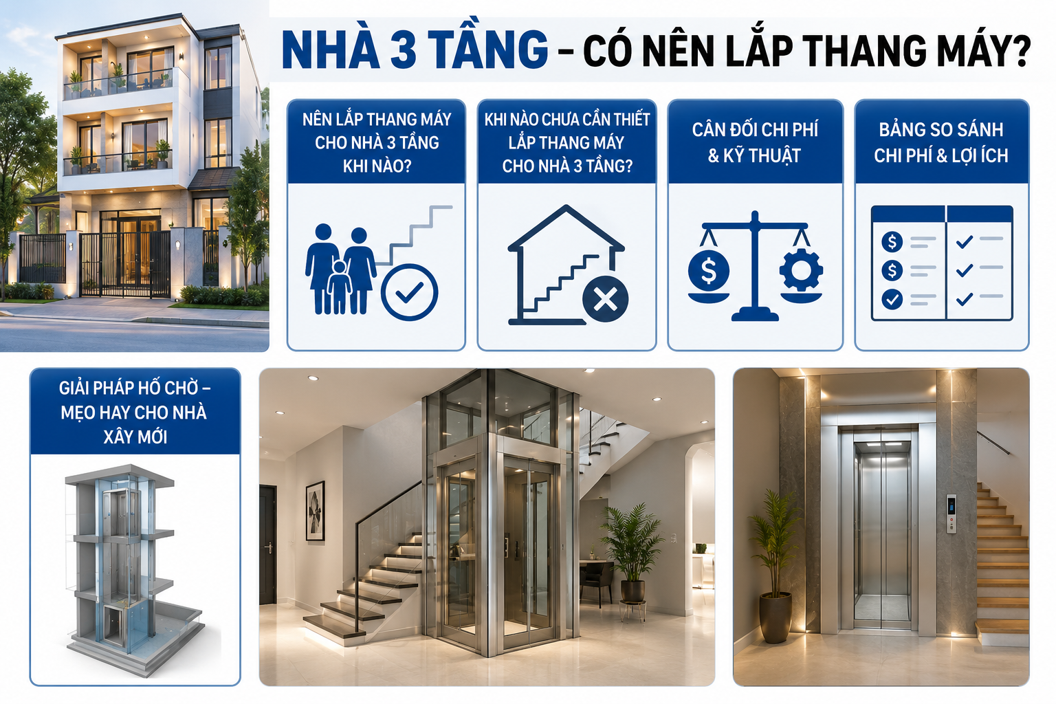 Nhà 3 tầng – Có nên lắp thang máy?